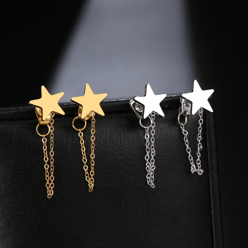 Star Shape Chain Earrings