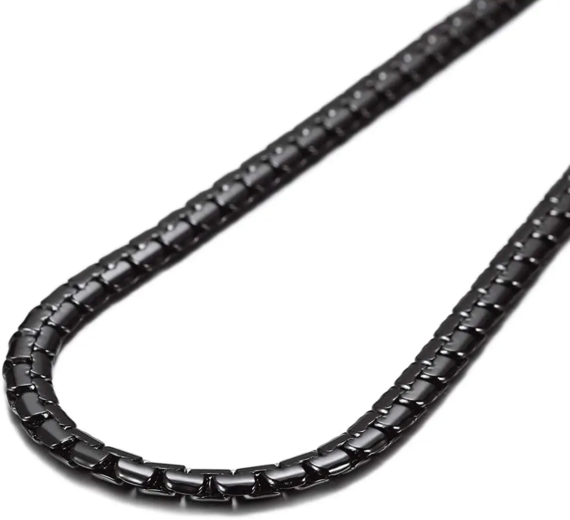 Flat Box Black Chain Necklace