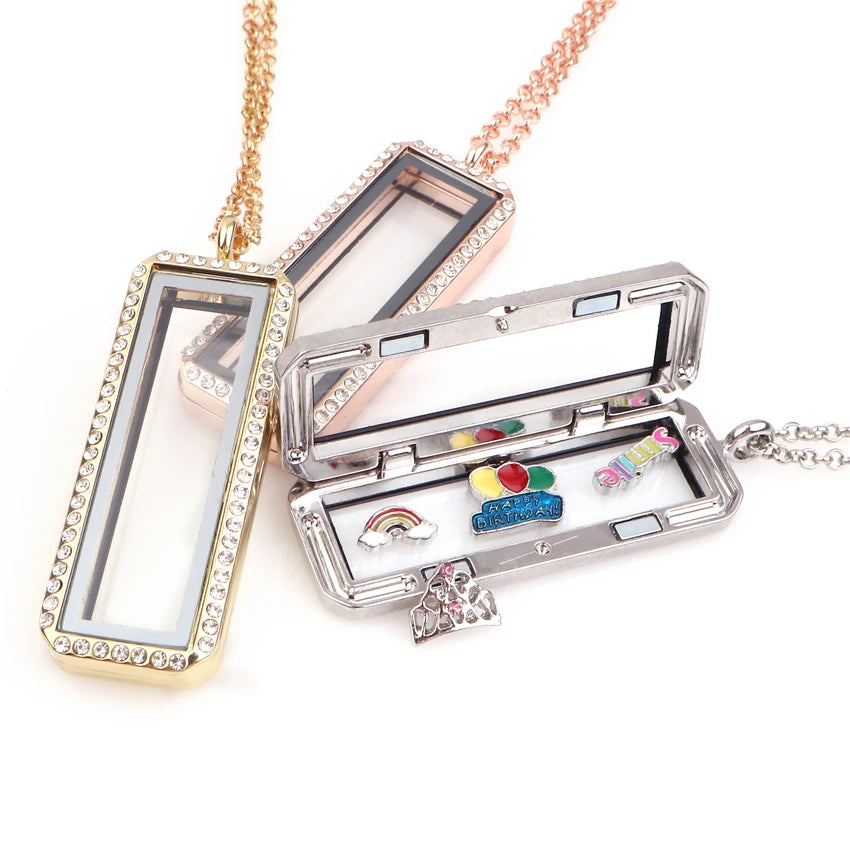 Vertical Glass Memory Necklace