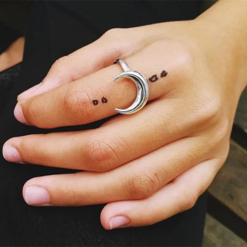 Moon Silver Color Finger Rings