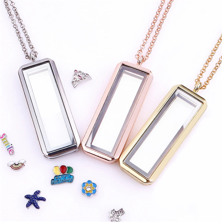 Vertical Glass Memory Necklace