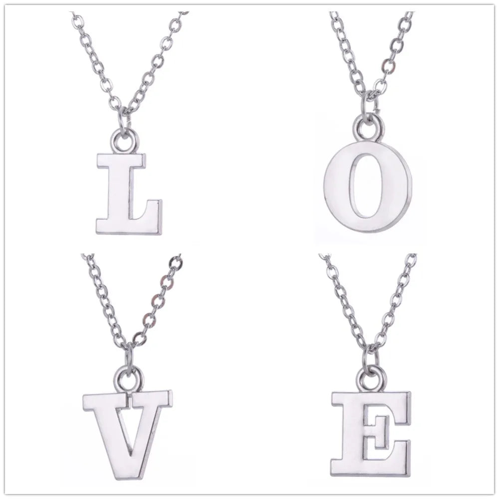 Initial Letter Link Chain Necklace