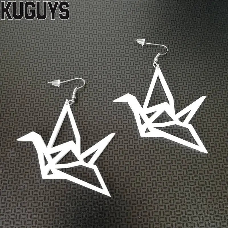 Paper Crane Dangle Earrings