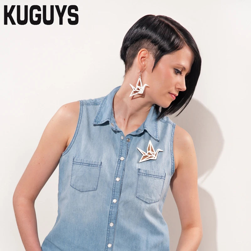 Paper Crane Dangle Earrings