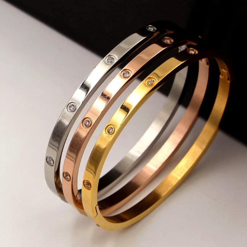 Cubic Golden  Silver Bracelet