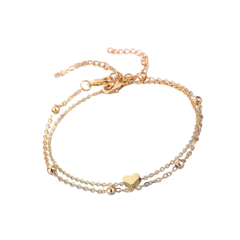 Layered Heart Anklet