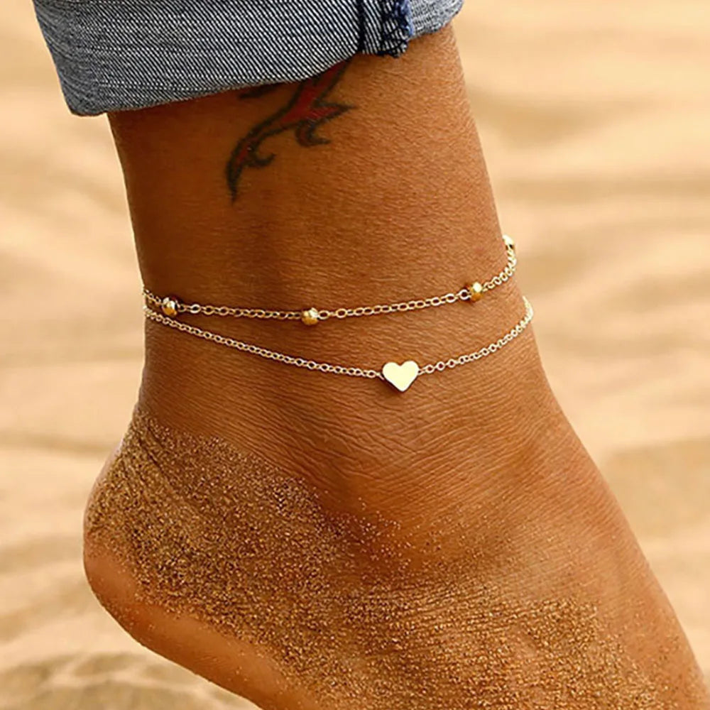 Layered Heart Anklet