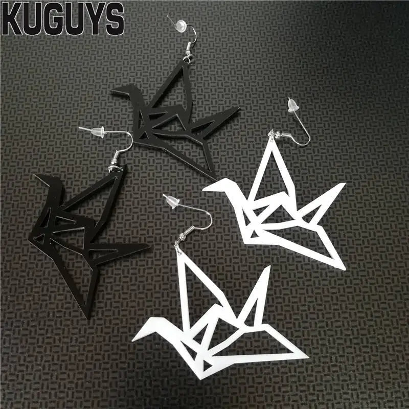 Paper Crane Dangle Earrings