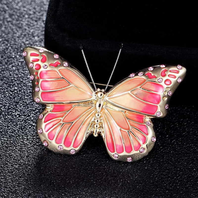 Orange Enamel Butterfly Brooch