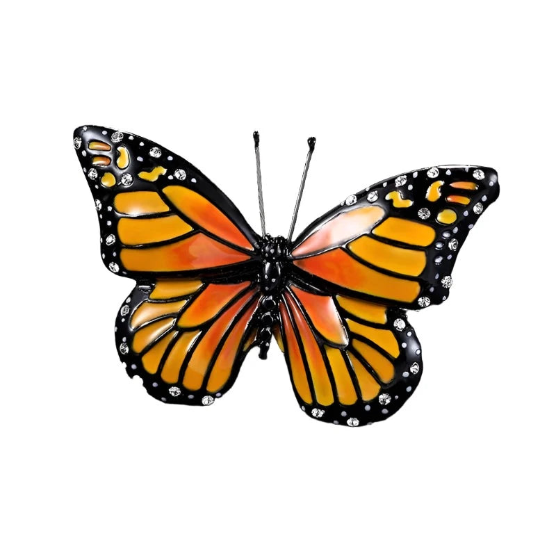Orange Enamel Butterfly Brooch