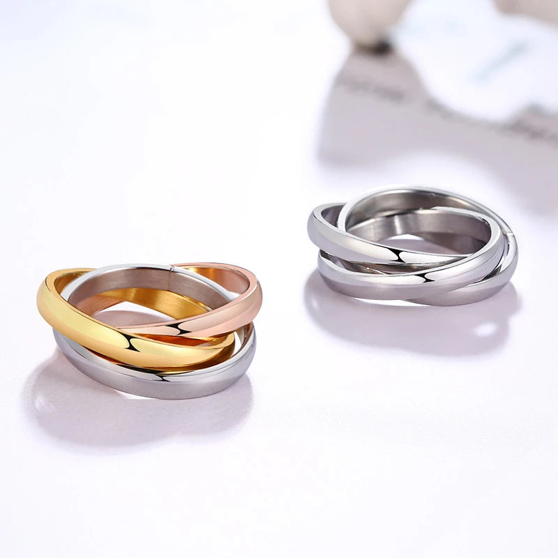 Triple Interlocked Engagement Rings