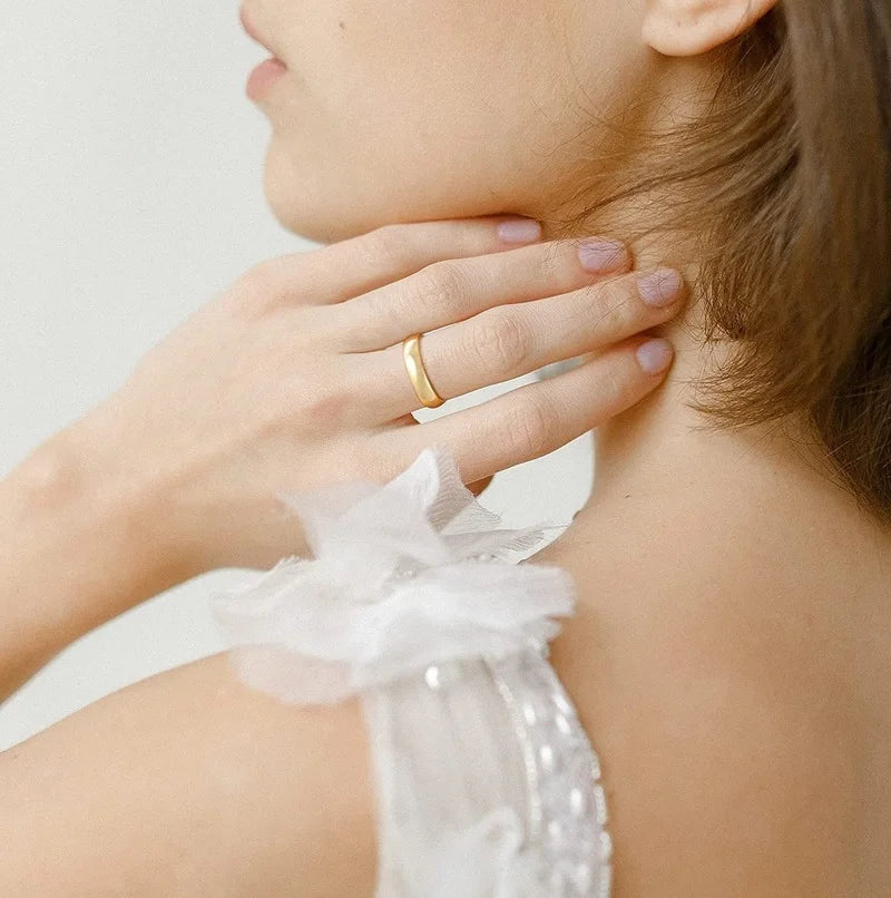 Gold Titanium Ring Men Women