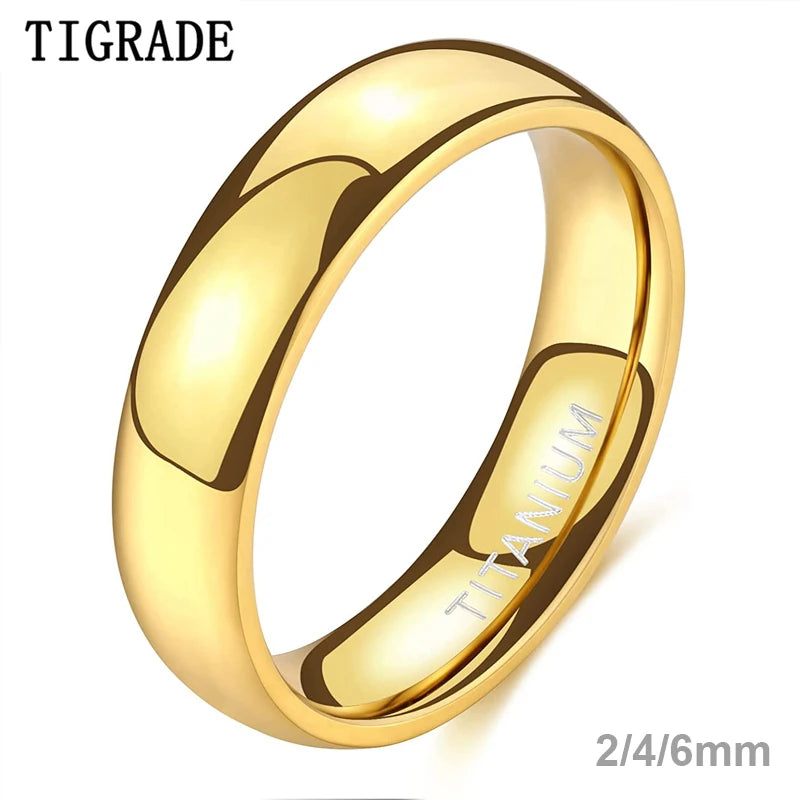Gold Titanium Ring Men Women