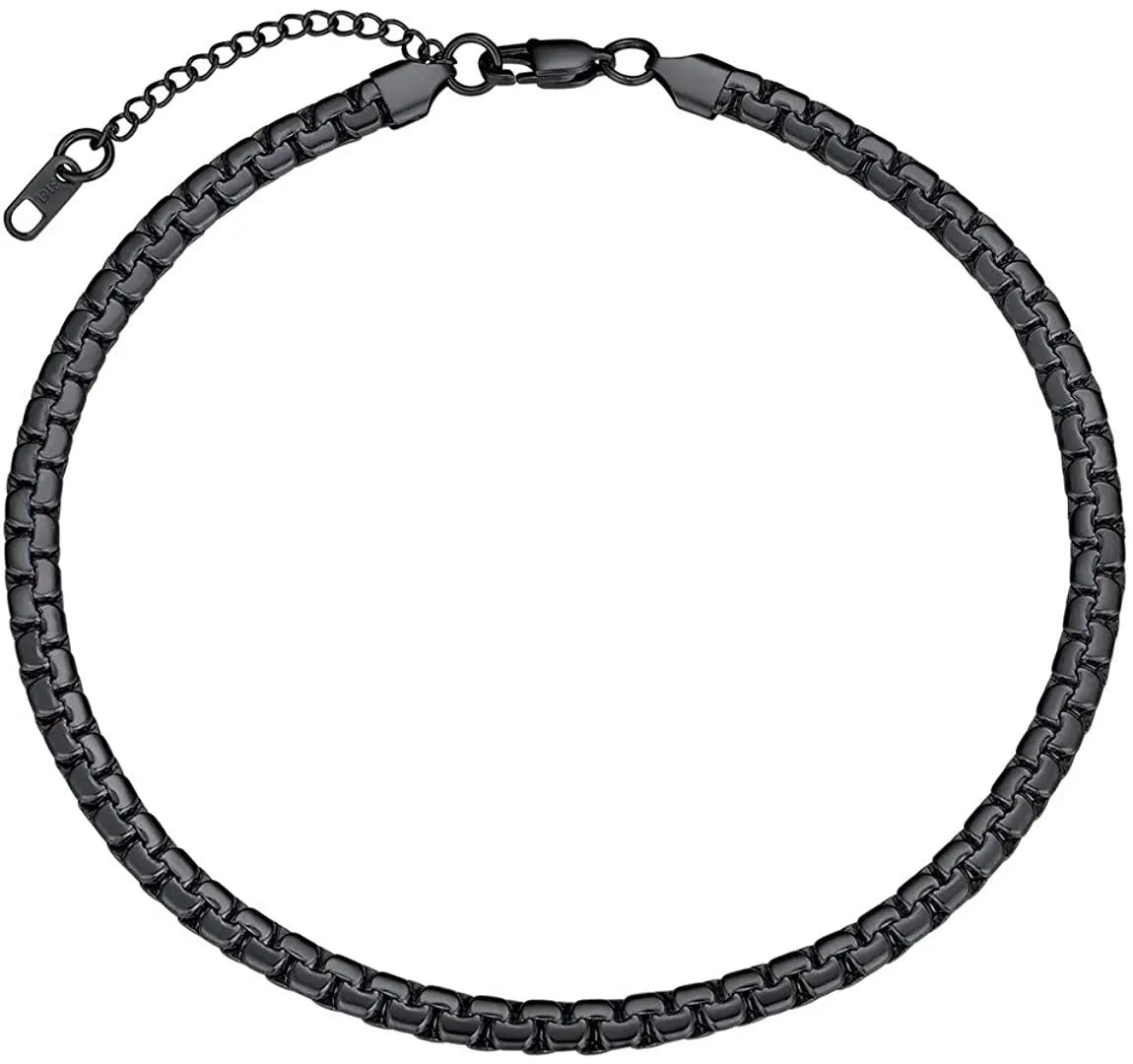 Flat Box Black Chain Necklace