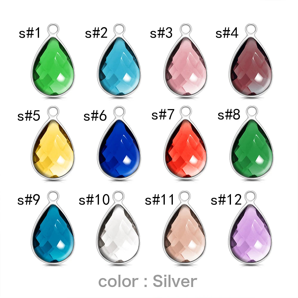 Initial waterdrop pendant  with Birthstone