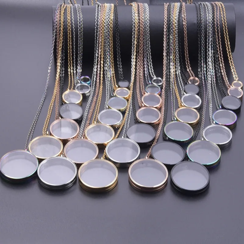 Round Glass Coin Necklace