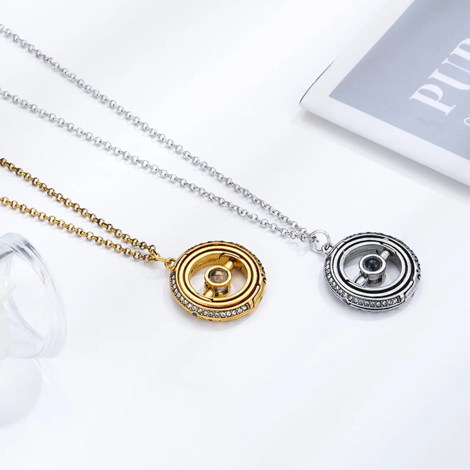 Custom Photo Projection Necklace Open Astronomical Sphere Pendant Jewelry DIY Memorial Gift
