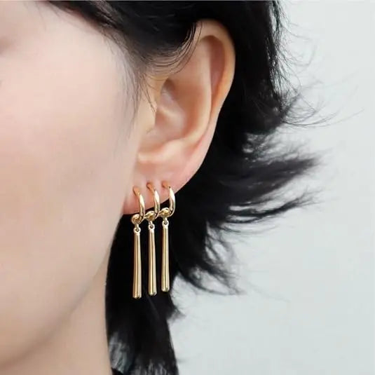 Triple  Dangle Long Earrings