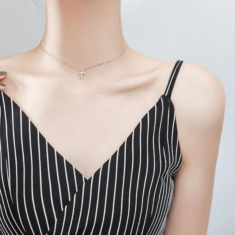 Simple Cross Choker Pendants
