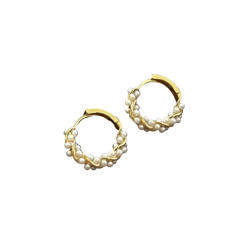 Korean Circle Pearl Earrings