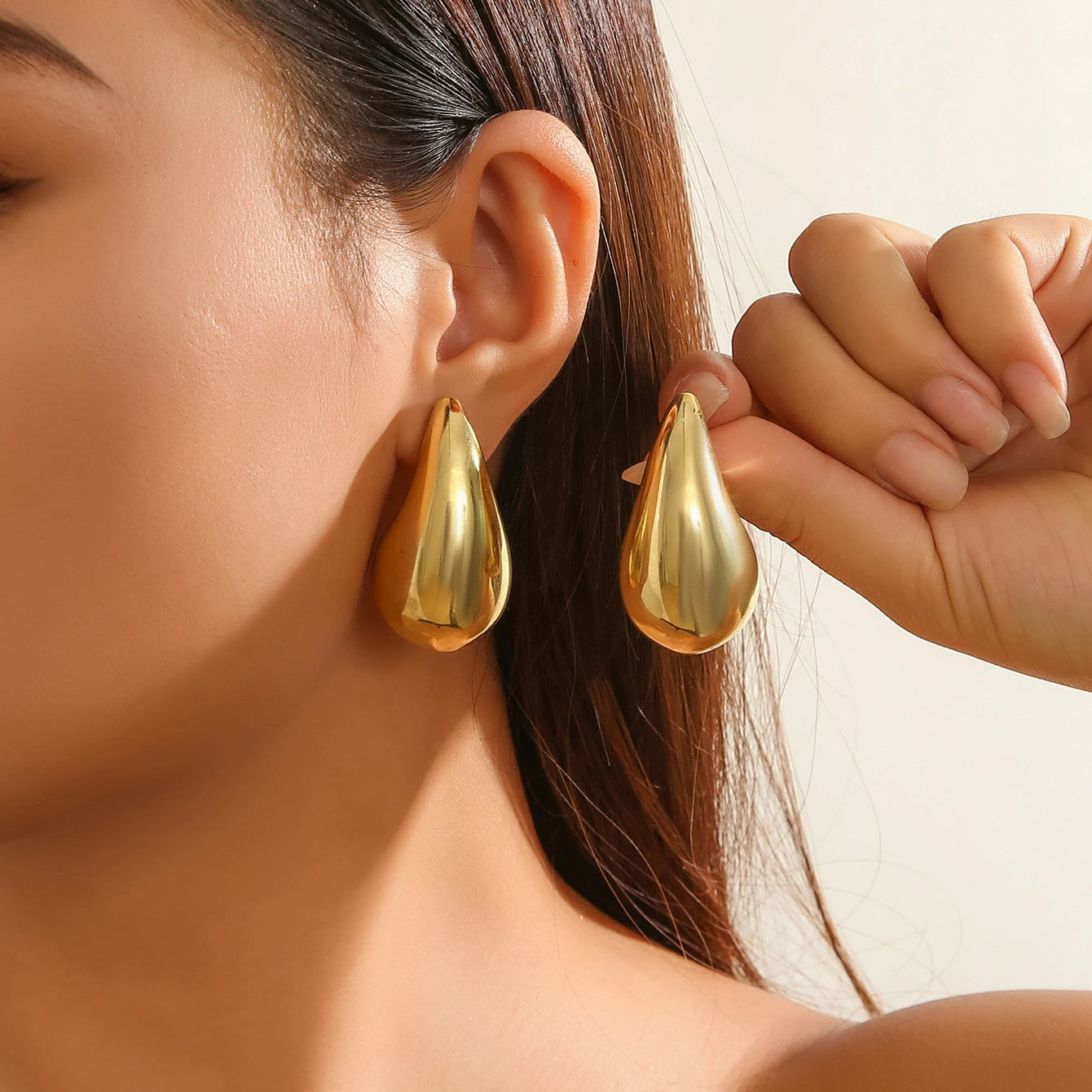 Drop Dome Stud Earrings