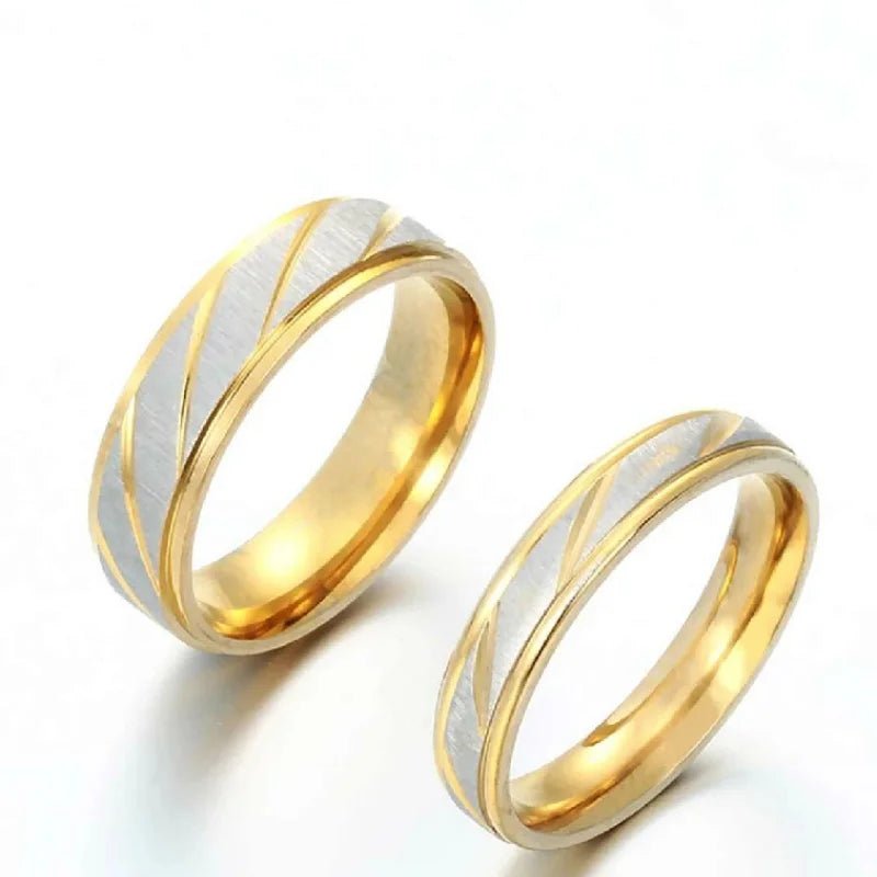Gold color Wave Patterns Rings