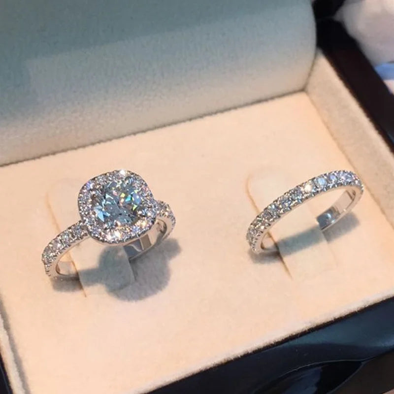 White Zircon Engagement Rings