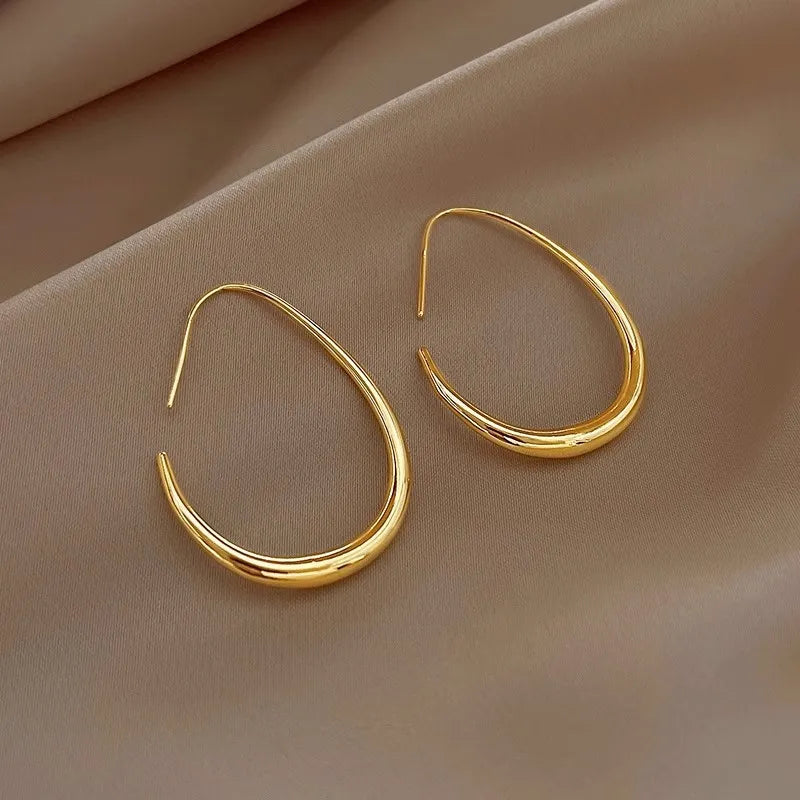 Needle Oval Hoop Earring