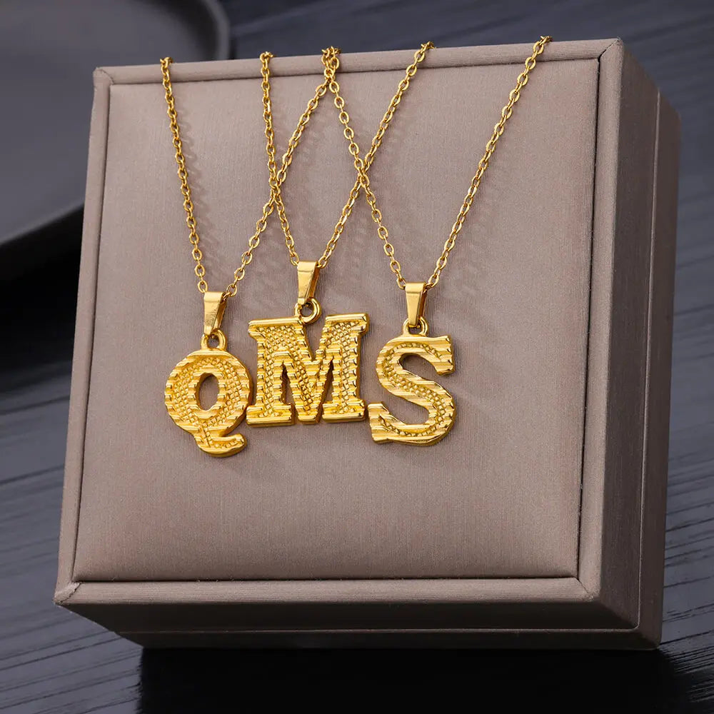 Gold Color Letter Necklace