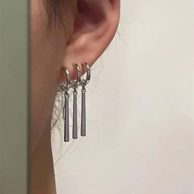 Triple  Dangle Long Earrings
