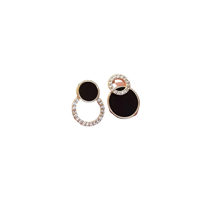Hollow Round Black Stud Earrings