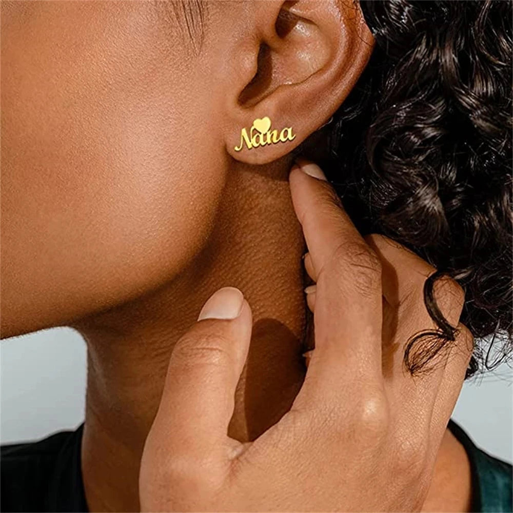 Custom Name Heart Star Earrings