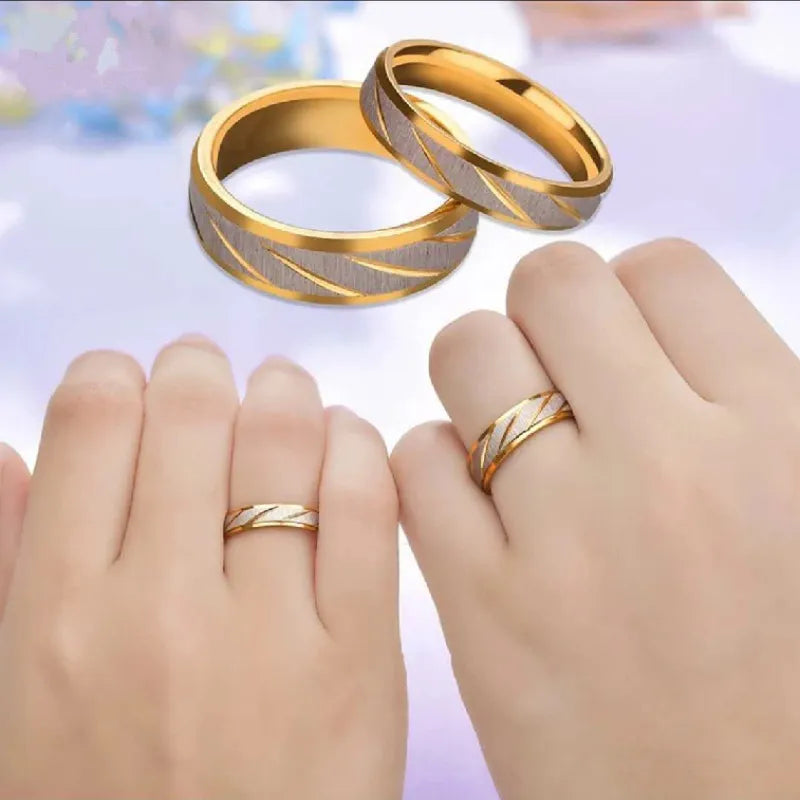Gold color Wave Patterns Rings