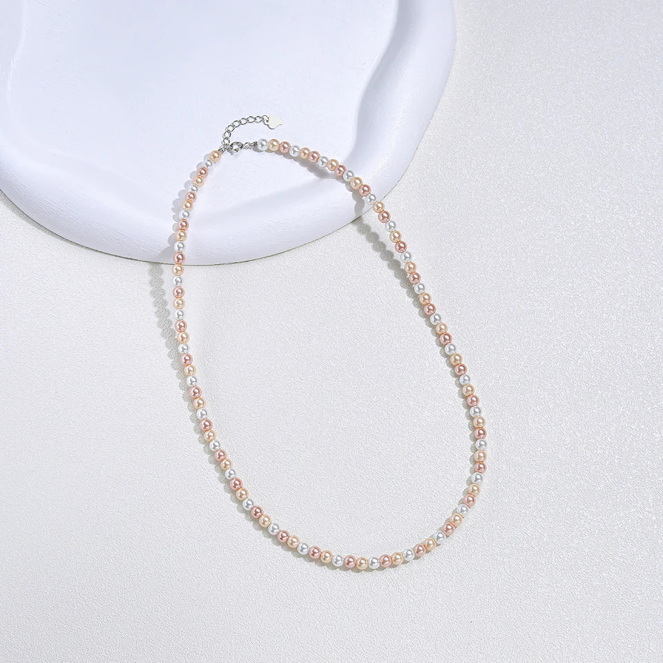 Silver Pearl Choker Necklace
