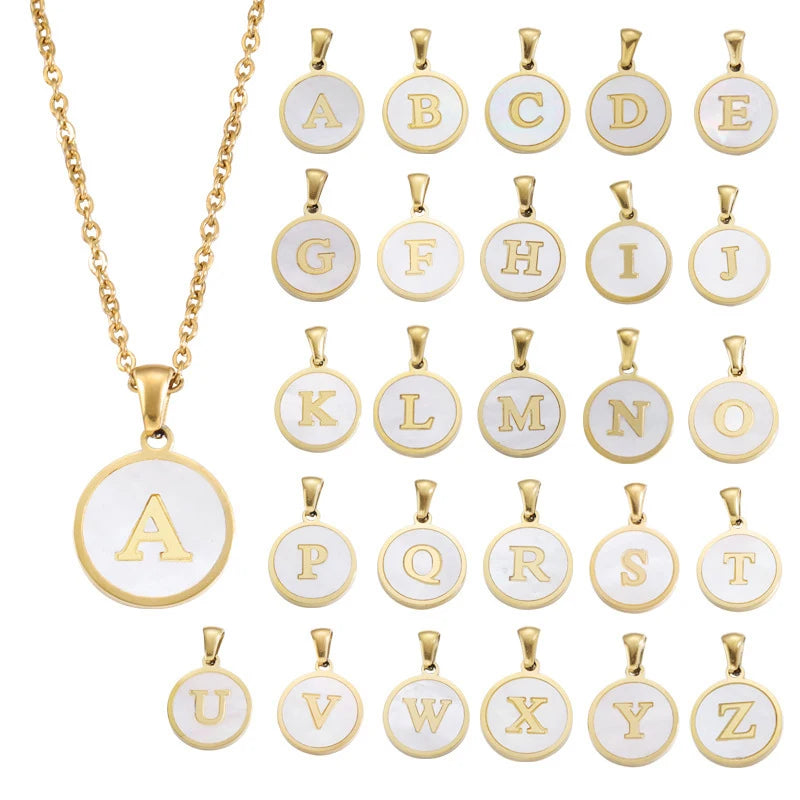 Initial Enamel White A-Z Pendants