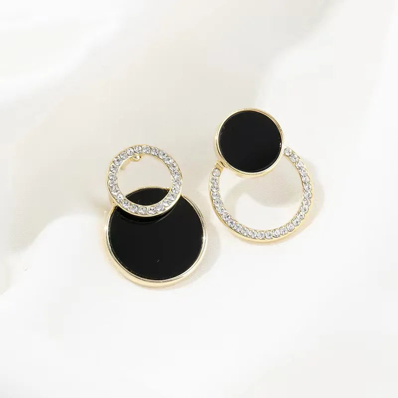 Hollow Round Black Stud Earrings