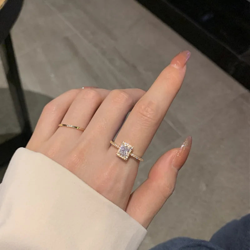 Square Lucky Engagement Ring