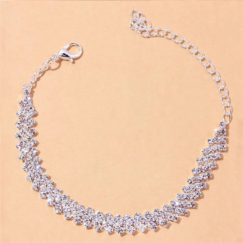 Shining Cubic Zirconia Chain Anklets