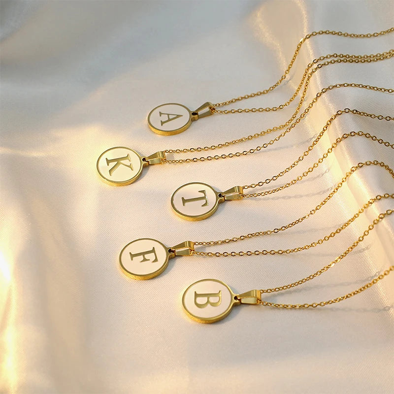 Initial Enamel White A-Z Pendants