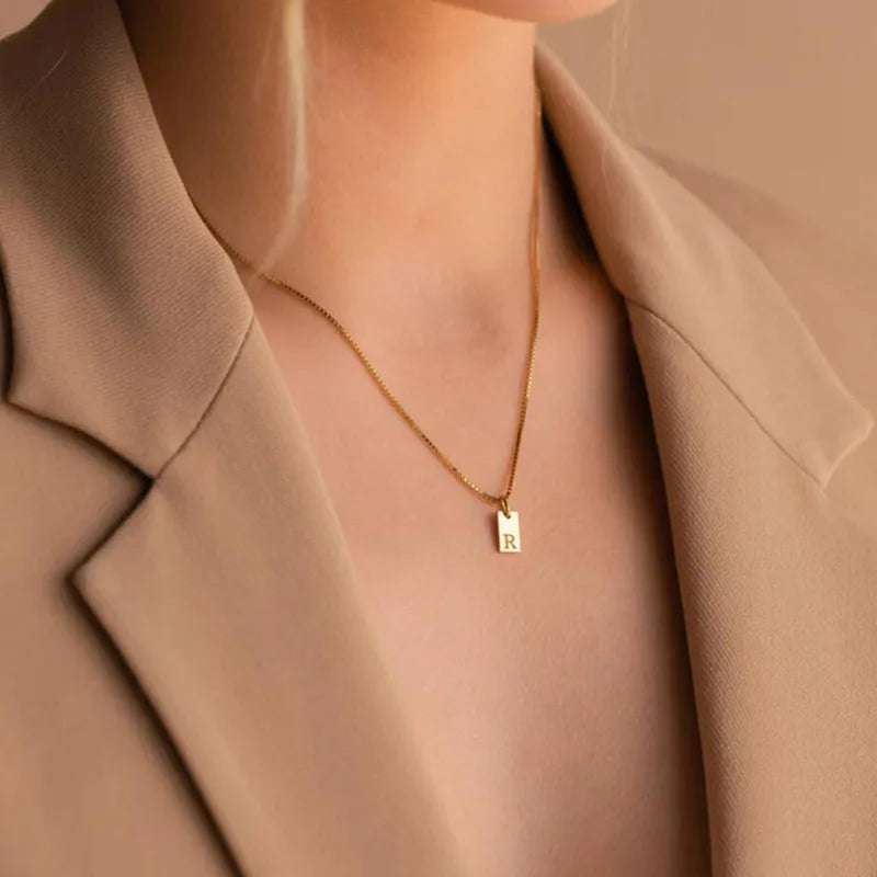 Engraved Initial Letter Necklaces