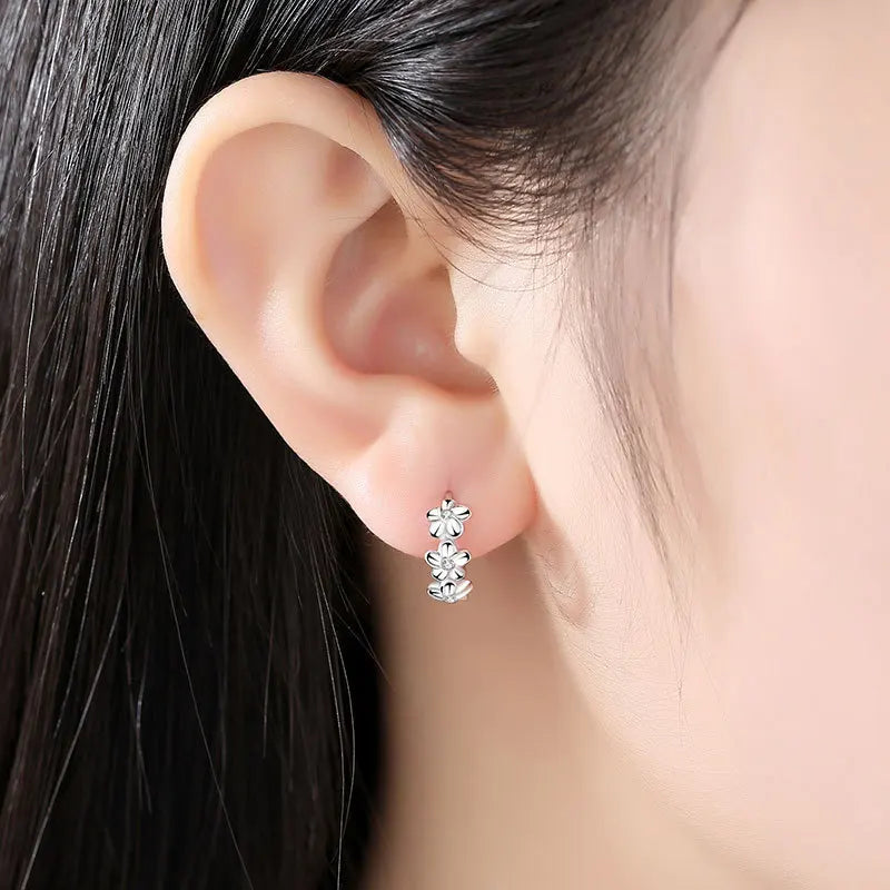 Silver Flower Stud Earrings