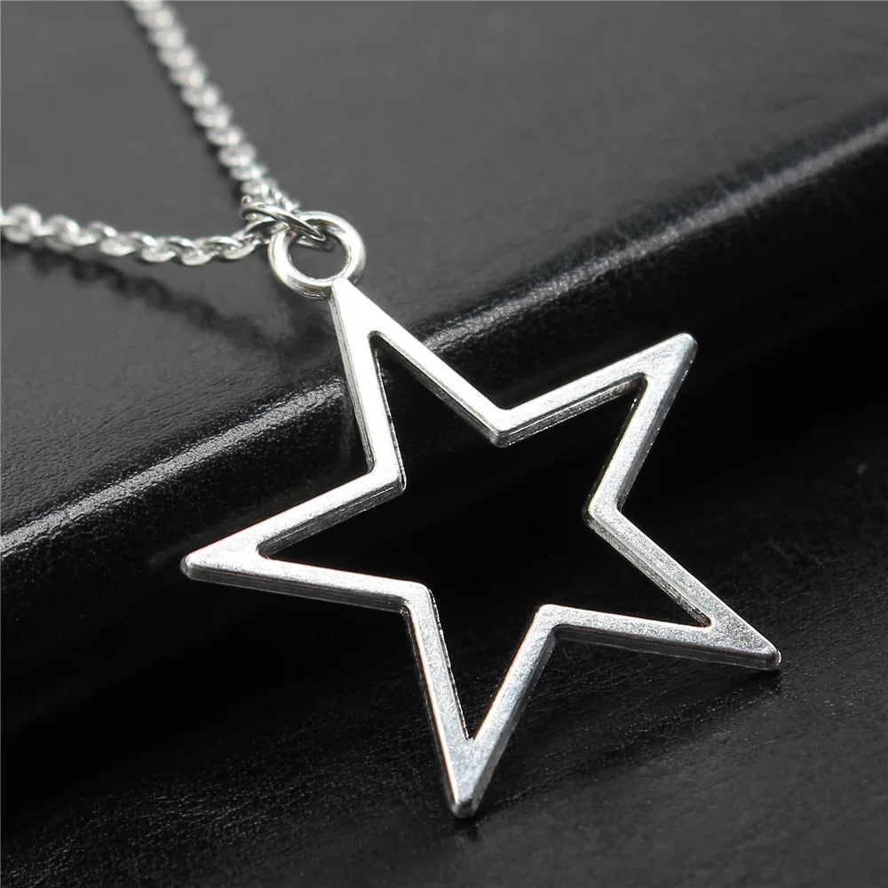Silver Color Big Star Necklace