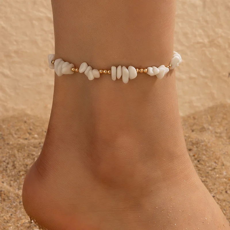 Crushed Stone Shell Charm Anklets