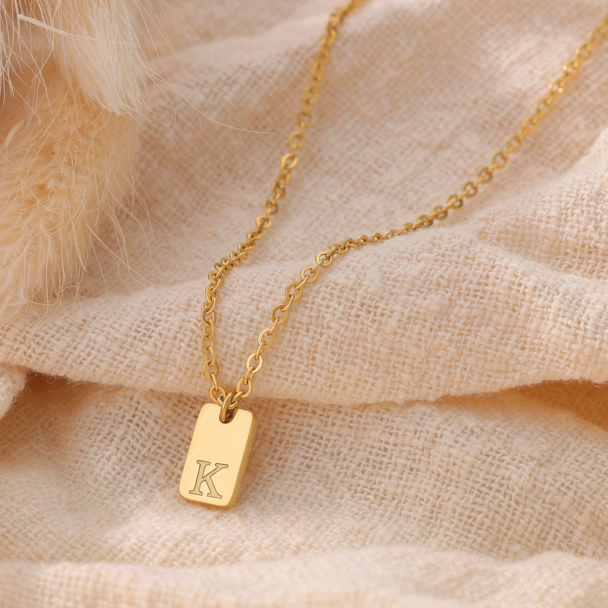 Engraved Initial Letter Necklaces