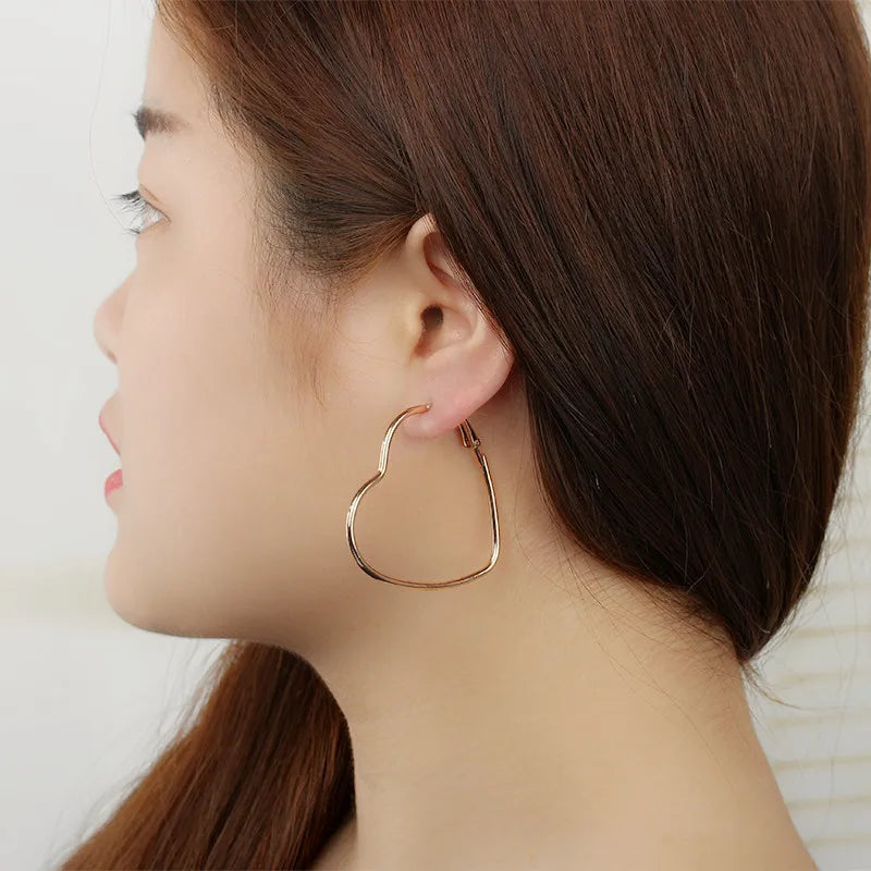 Simple Big Heart Earrings