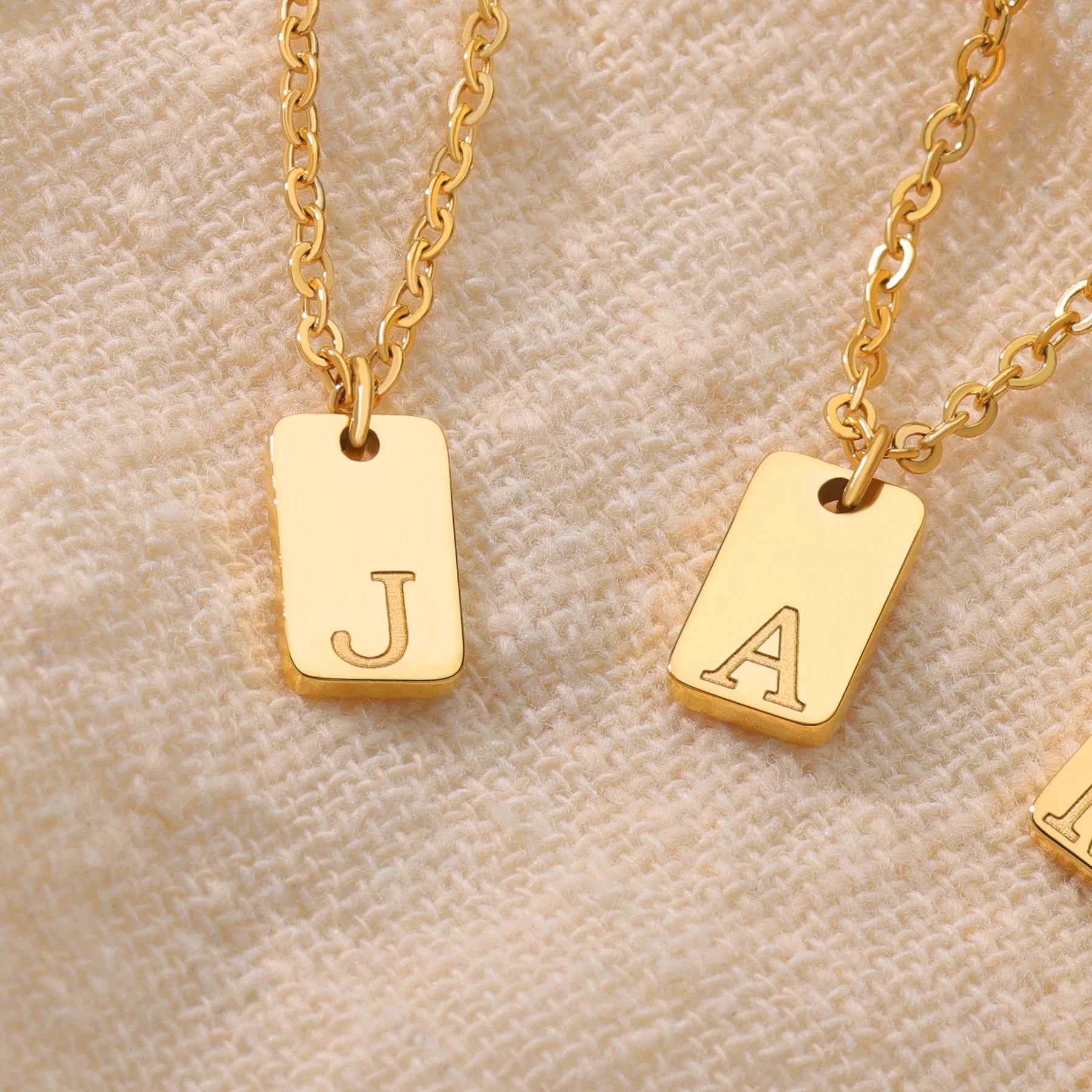 Engraved Initial Letter Necklaces