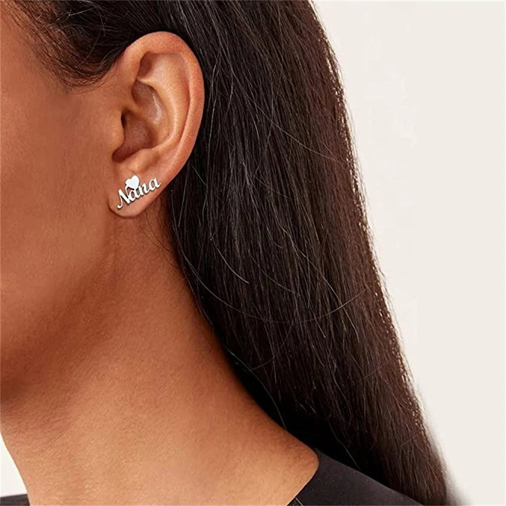 Custom Name Heart Star Earrings