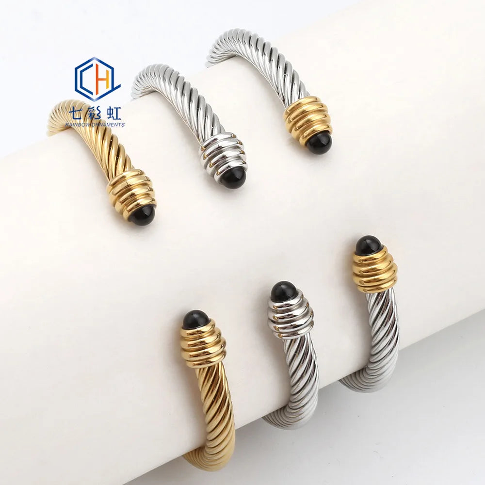 Gemstone Inlaid Bracelet