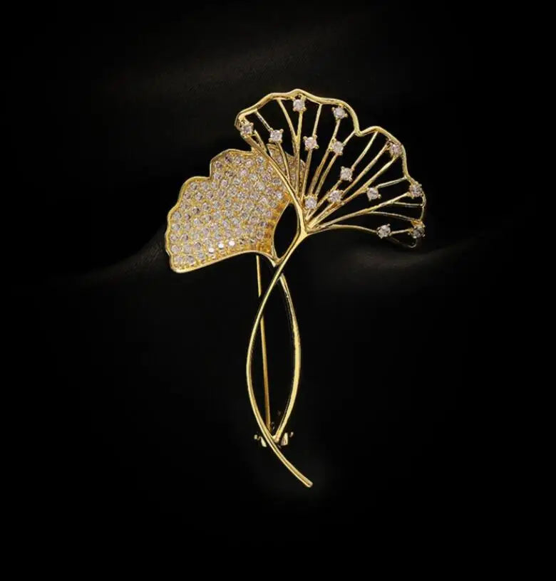 Elegant Ginkgo Leaf Brooches