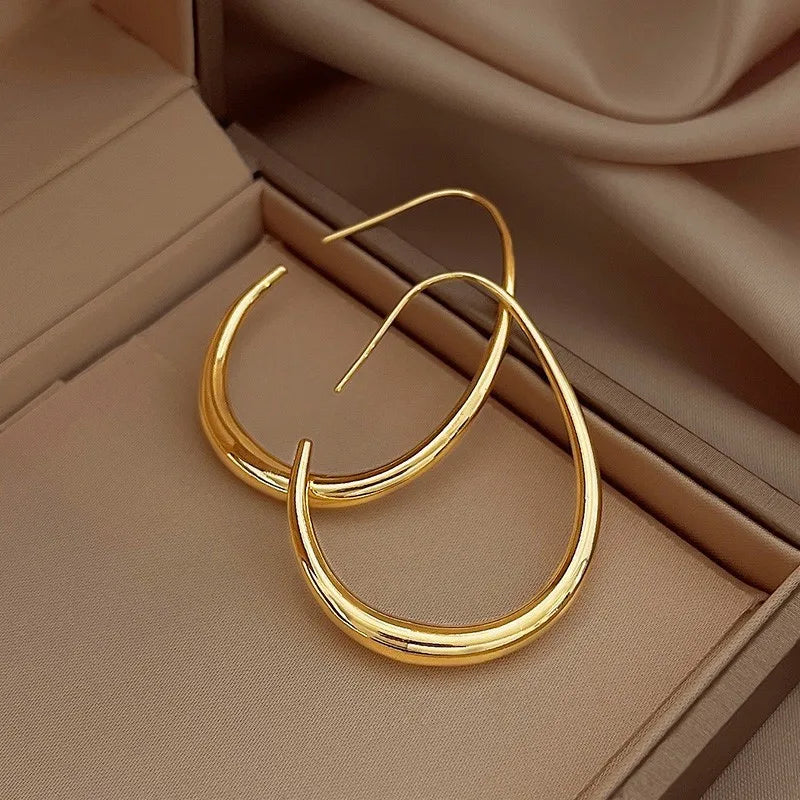 Needle Oval Hoop Earring